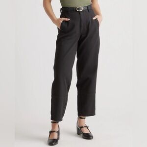 QUINCE Organic Stretch Cotton Twill Barrel Pants Black 10